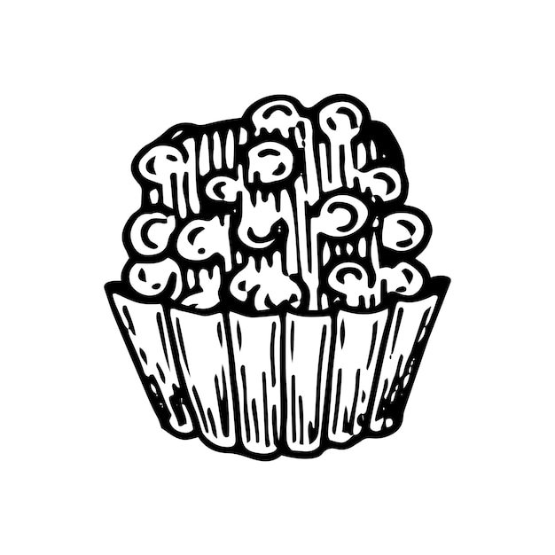 Dolci al cioccolato schizzo confetteria cibo caramella tartufo delizioso dessert caramelle con spruzzi buonissimo prodotto di fave di cacao illustrazione di doodle vettoriale disegnato a mano