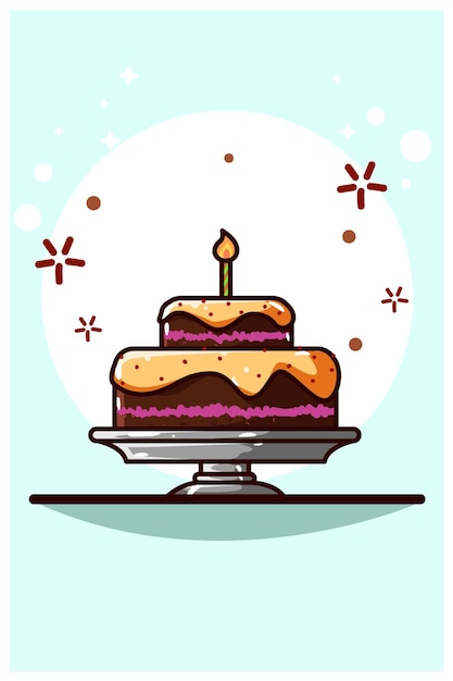 Chocolate tar cake cartoon  illustration