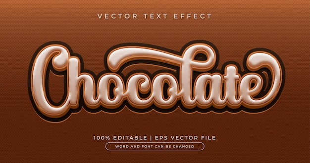 Vettore testo al cioccolato, stile effetto testo modificabile in 3d