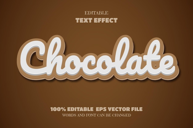 Vettore effetto carattere modificabile testo cioccolato