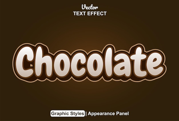 Vettore effetto testo cioccolato con stile grafico e modificabile