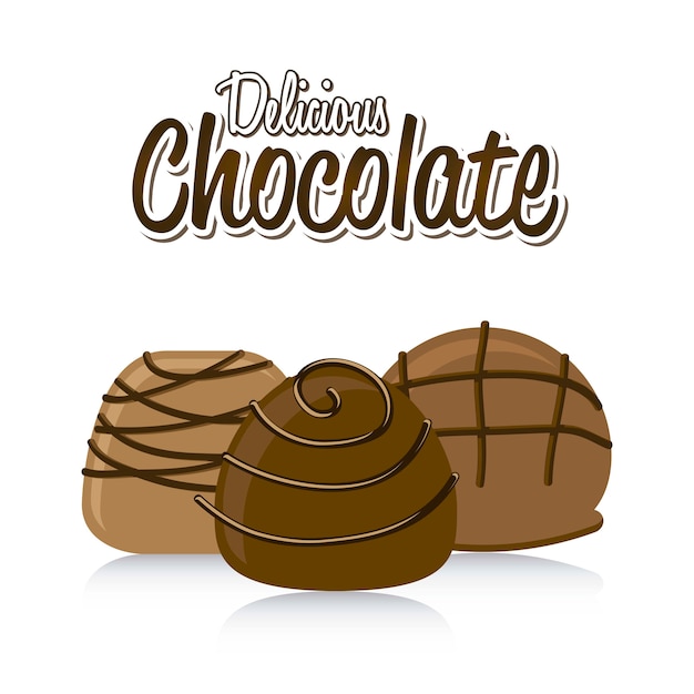 chocolate truffle set over white background vector illustration