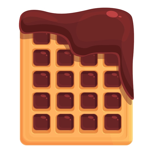 Vector chocolate waffle icon cartoon vector belgian food snack tasty
