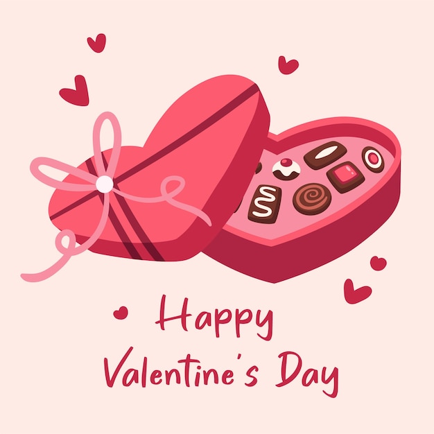 Chocolates heart shaped box vector