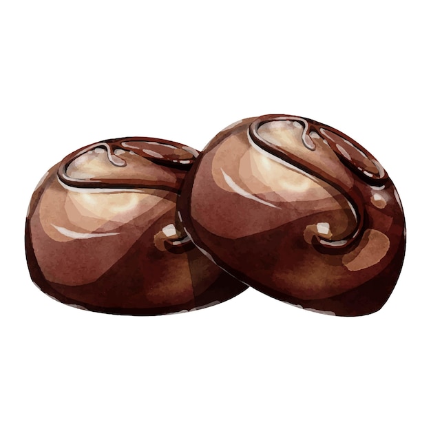 Vettore disegno dell'illustrazione di vettore dell'acquerello di cioccolatini