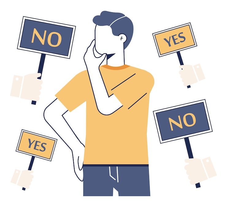 वेक्टर choice concept difficult decisionmaking success or failure