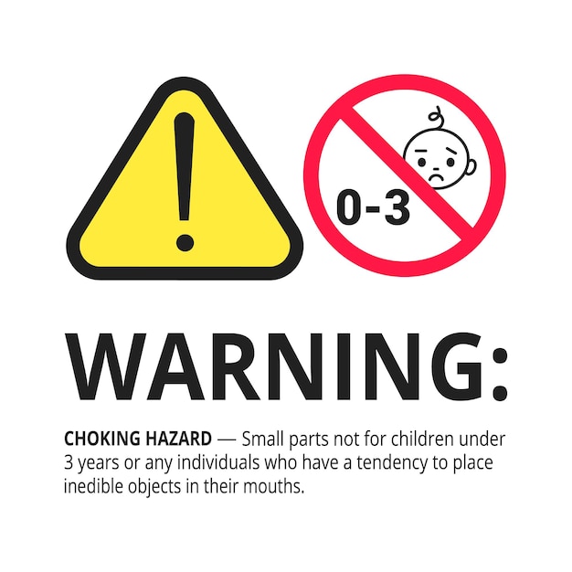 choking warning hazard forbidden sign sticker not suitable for children under 3 years