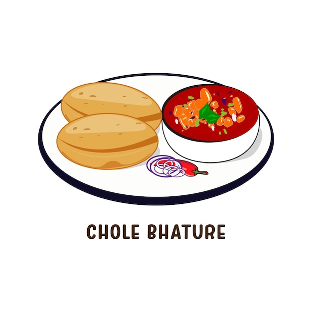 Chole bhature food vector