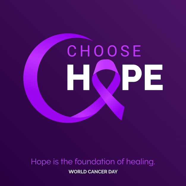 Выберите типографику ленты «Надежда» Надежда — основа исцеления Всемирный день борьбы против рака