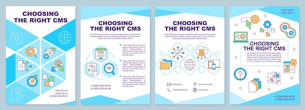 Choose right content management system cyan brochure template