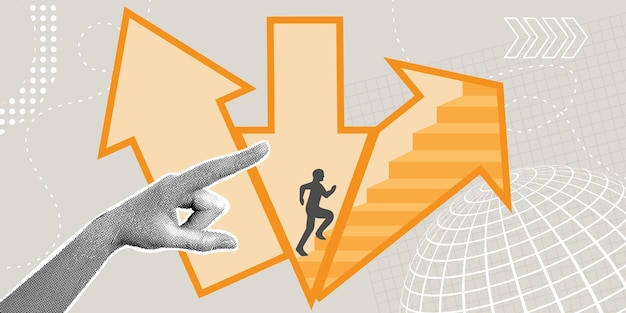 Choose Your PathTrendy halftone collage Choose your path Concept of the path to success