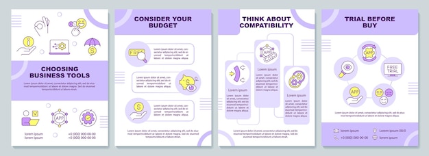 Choosing business tools purple brochure template