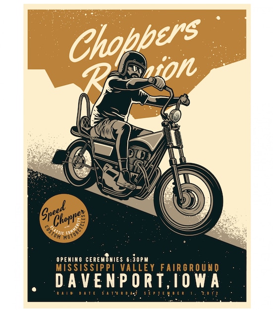 Vector chopper motorcycle classic poster