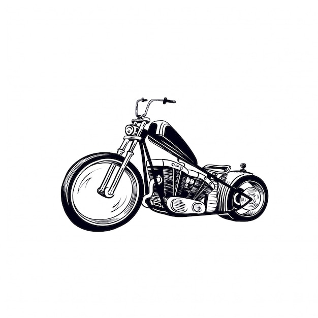 Vettore stile di disegno a mano moto chopper