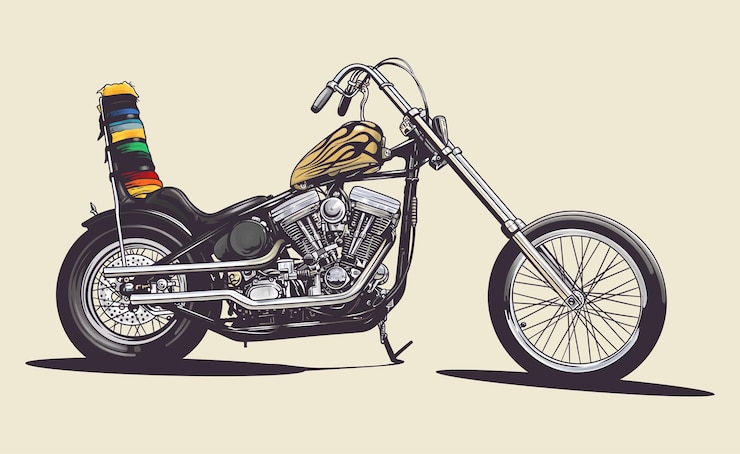 Vector chopper motorcycle motor vehicle transport side view vector illustration