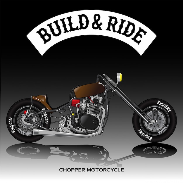 Chopper Motorcycle Poster Premium Vector