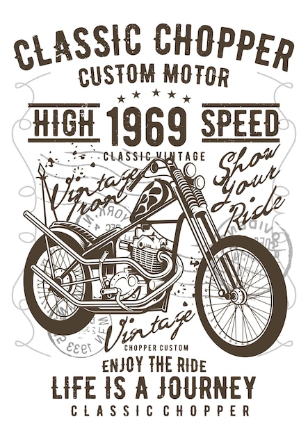 Chopper, vintage illustratie poster.