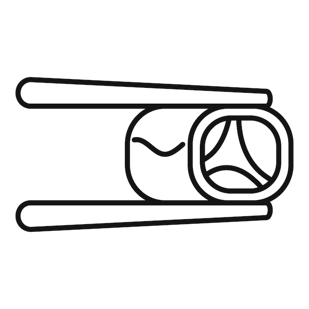 Chopsticks holding sushi roll icon asian food outline