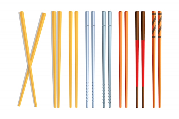 Vector chopsticks set on white