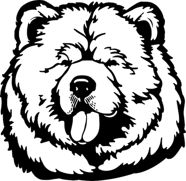 Chow chow faccia di cane isolata su sfondo bianco svg vector illustration