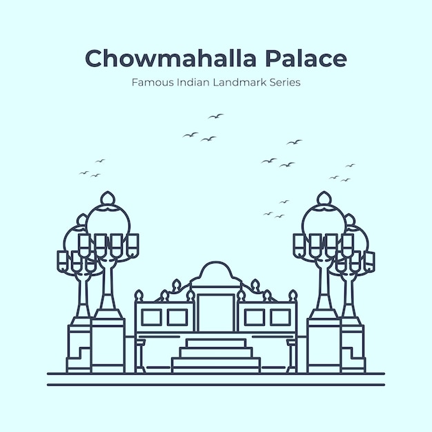 Chowmahalla Palace Indiase beroemde bezienswaardigheid schets illustratie