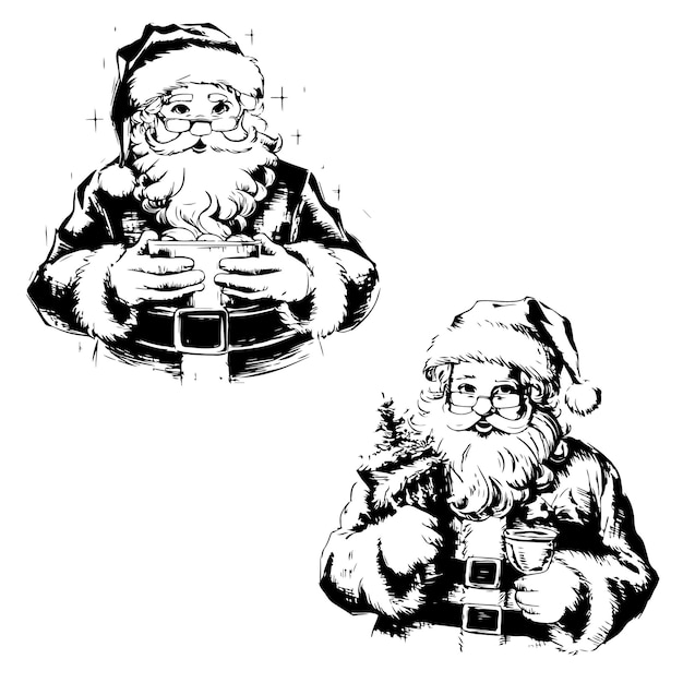 Vector chriatmas stylish santa sketch arts cliparts