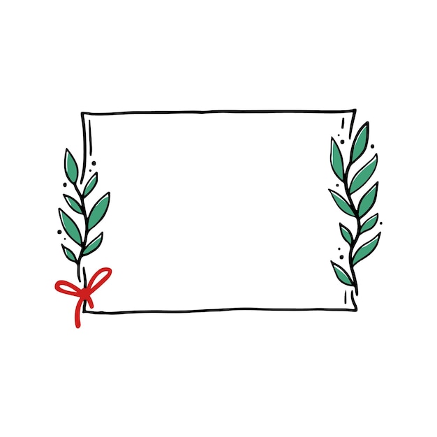 Chrirtmas bloemenframe met rechthoekige vorm. doodle hand getrokken stijl krans frame. vectorillustratie voor kerstmis, bruiloft decoratie.