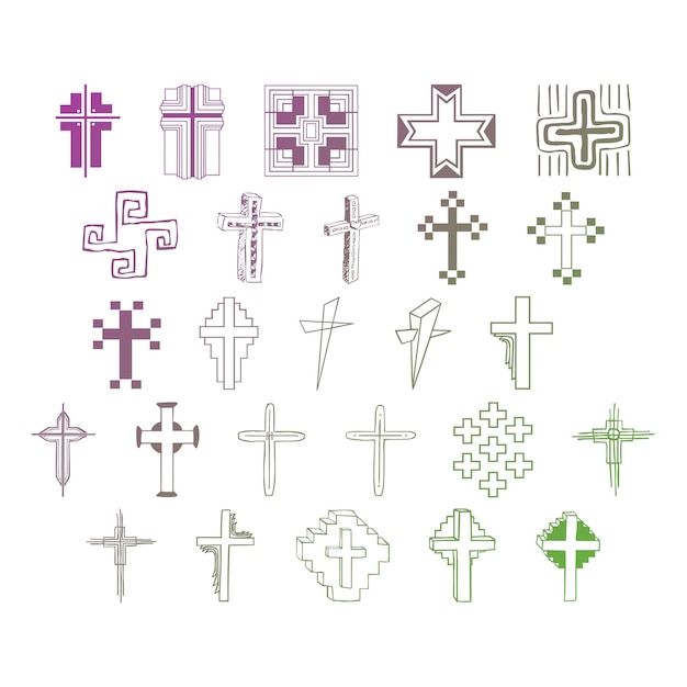 Vector christ icons items gradient effect photo jpg vector set