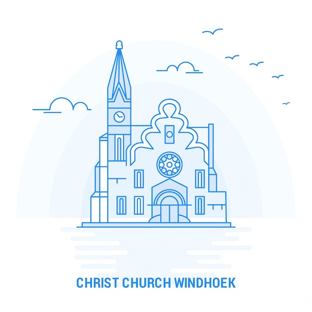 Vector christ kerk windhoek blauw monument