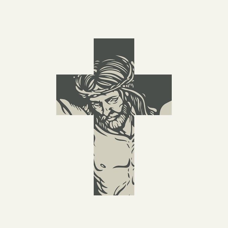 Vector christelijk kruis met jezus