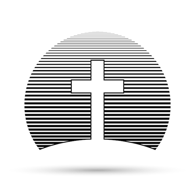 Christelijk kruispictogram Zwart religiesymbool Vectorillustratie