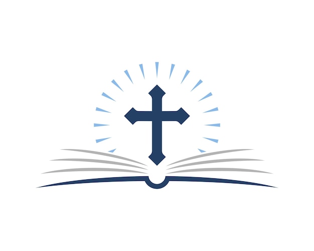 Christelijk kruissymbool op de open boekpagina