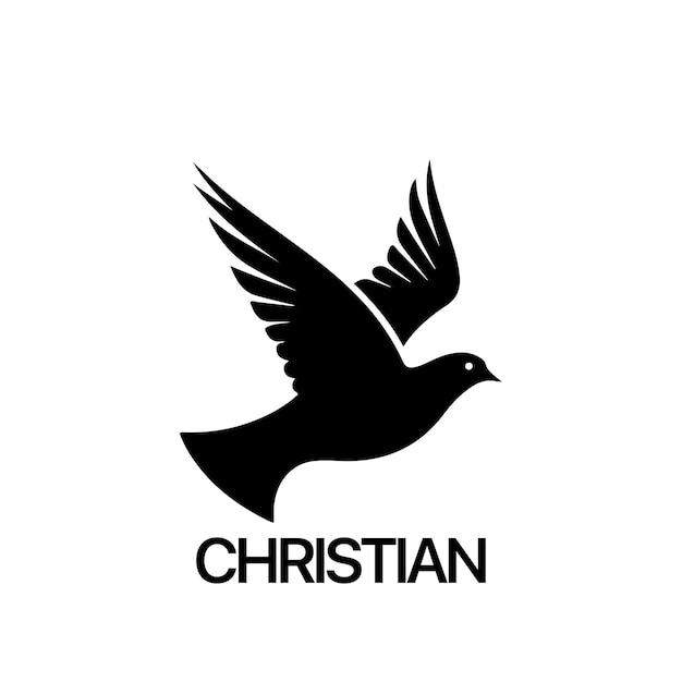 Christelijk logo sjabloon met duif zwarte en witte christelijke heilige geest symbool