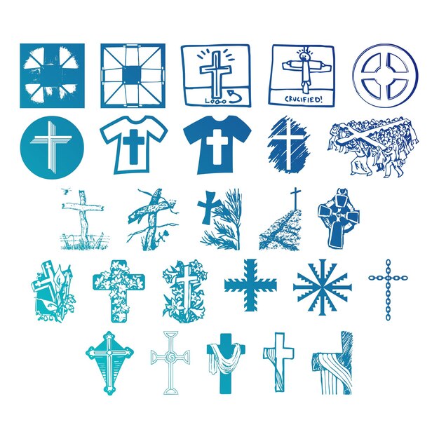 Vector christelijke iconen set items gradiënt effect foto jpg vector set