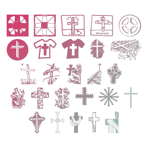 christelijke iconen set items gradiënt effect foto jpg vector set