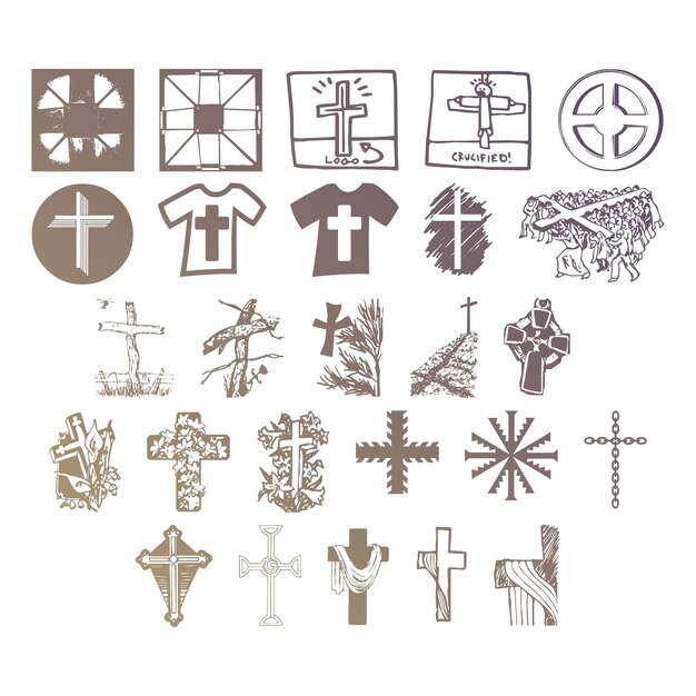 christelijke iconen set items gradiënt effect foto jpg vector set