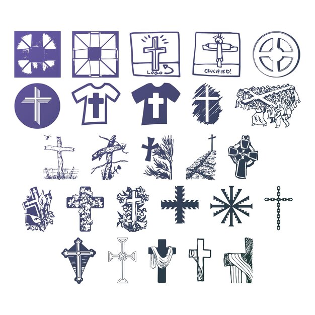 Vector christelijke iconen set items gradiënt effect foto jpg vector set