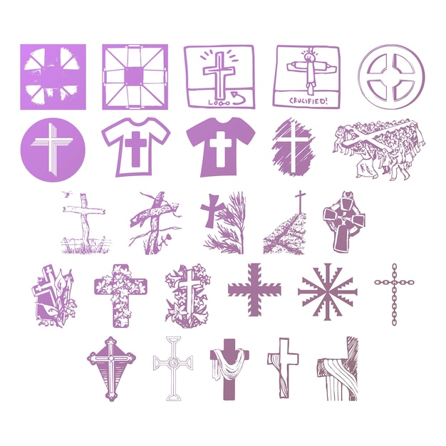 christelijke iconen set items gradiënt effect foto jpg vector set