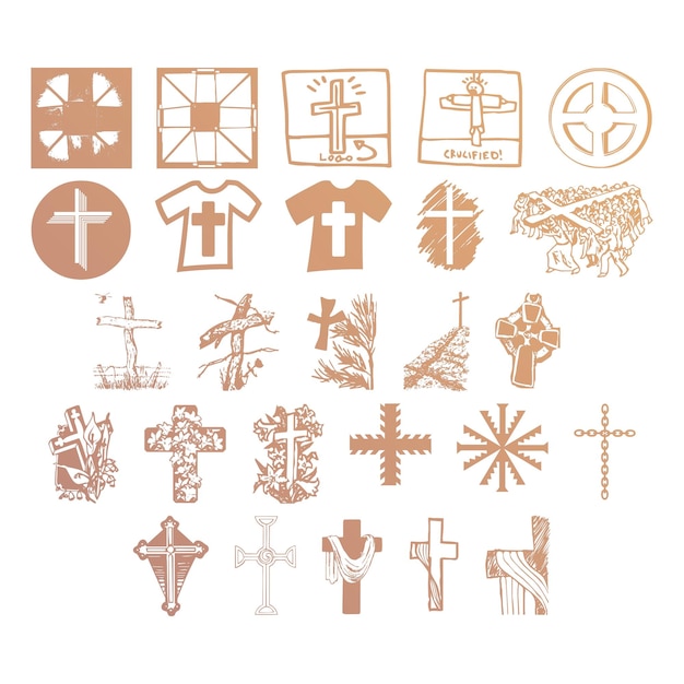 Christelijke iconen set items gradiënt effect foto jpg vector set