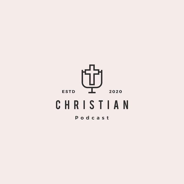 Christelijke podcast logo hipster retro vintage voor christendom blog video vlog kanaal