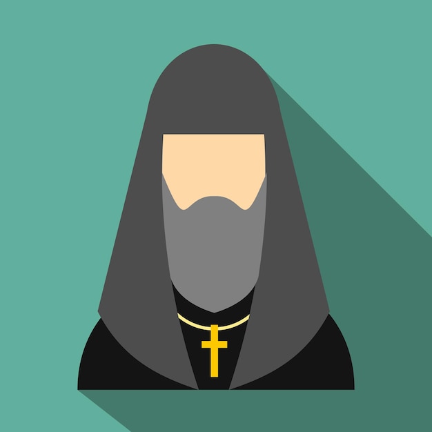 Vector christelijke russische priester platte pictogram portret van orthodoxe bisschop enkele illustratie
