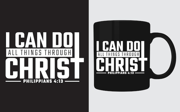 Christelijke Typografie Vector Mug Design Ik kan alles doen door Christus