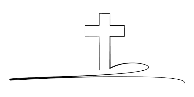 Vettore logo e icona della croce nera cristiana per il venerdì santo