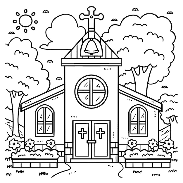 Christian Church Coloring Page for Kids