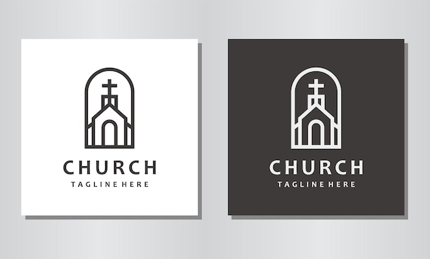 Chiesa cristiana croce vangelo linea arte minimalista logo design icona vettore