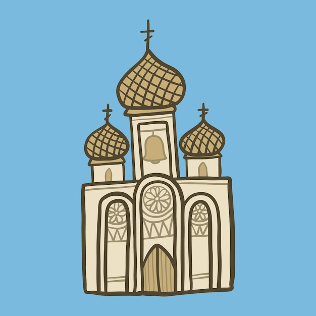 Christian church icon Hand drawn illustration of christian church vector icon for web design