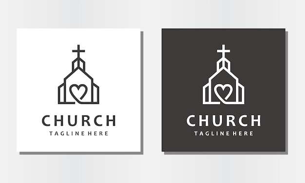 キリスト教の教会の愛好家は、福音線画のロゴデザインのインスピレーションを交差させます