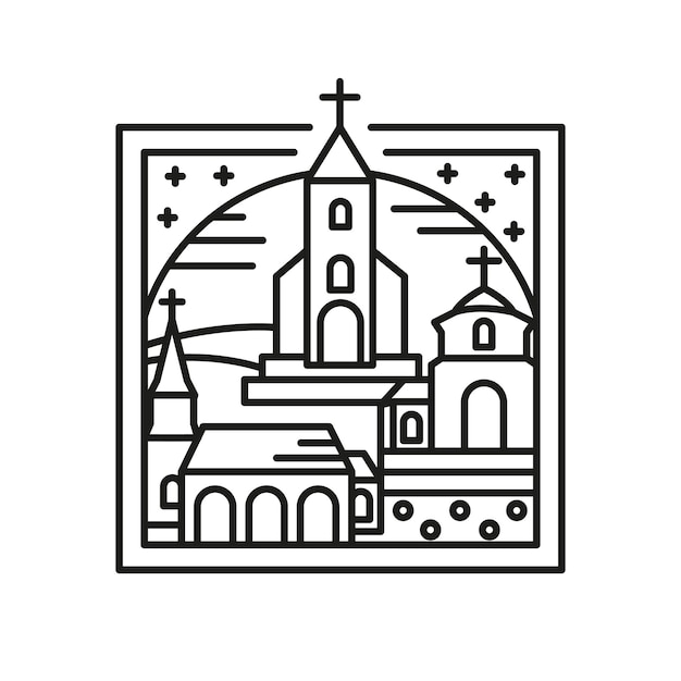 Christian Cross Church Building logo design inspiration