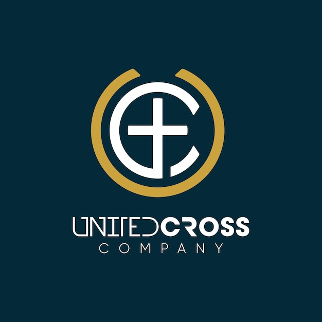 Christian Cross Church 이니셜 모노그램 UC CU UC 로고 디자인