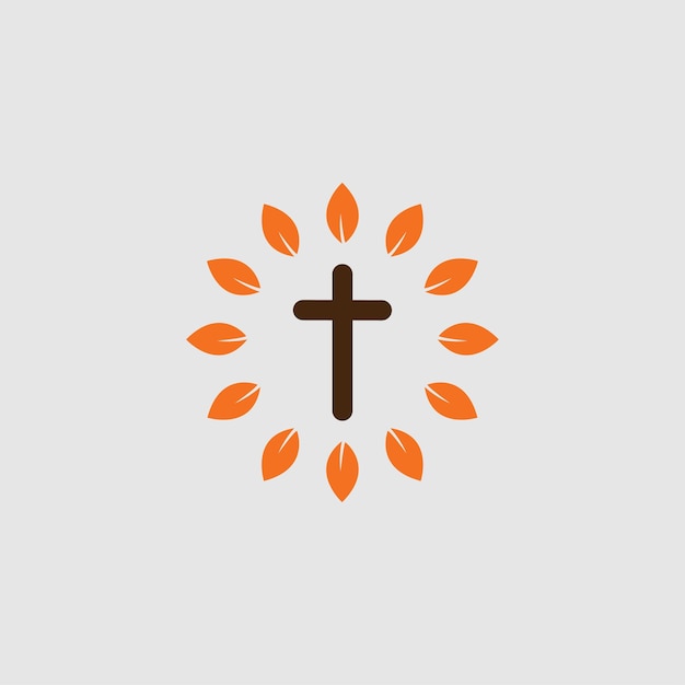 Vector christian cross church logo design vector illustration